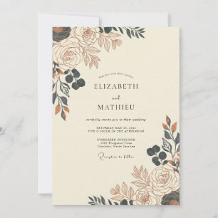 Ochre Autumn Bloom Wedding Invitation