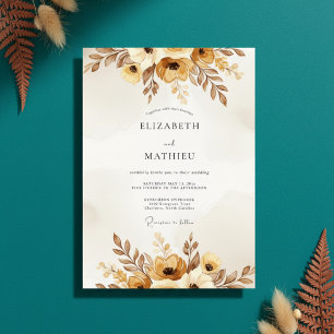 Ochre Autumnal Painterly Wedding Invitation