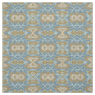 Ochre Beige Teal Blue Eclectic Ethnic Look Fabric