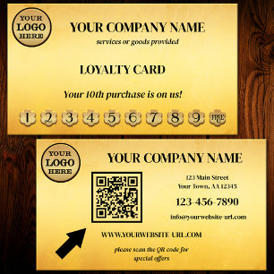 Ochre Black Gold Loyalty Punch Card