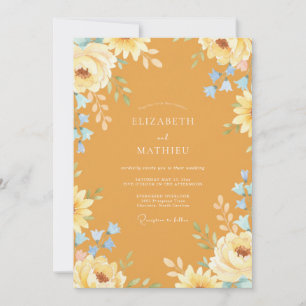 Ochre Blooming Floral Wedding Invitation