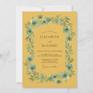 Ochre Botanical Blossom Wedding Invitation