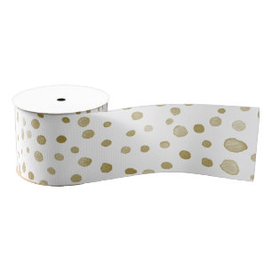 Ochre Confetti Watercolor Dots Ribbon Grosgrain Ribbon