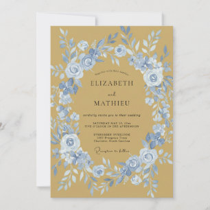 Ochre Cornflower Painted Wedding Invitation