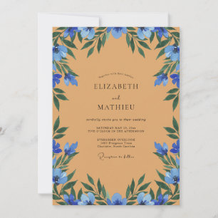 Ochre Cornflower Watercolor Wedding Invitation