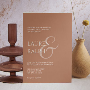 Ochre & Cream Script Wedding Invitation