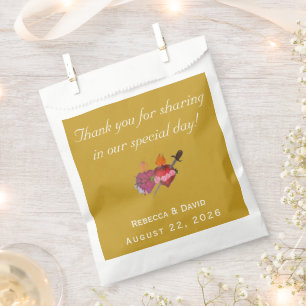 Ochre & Cream Two Hearts Catholic Wedding Favour Bags