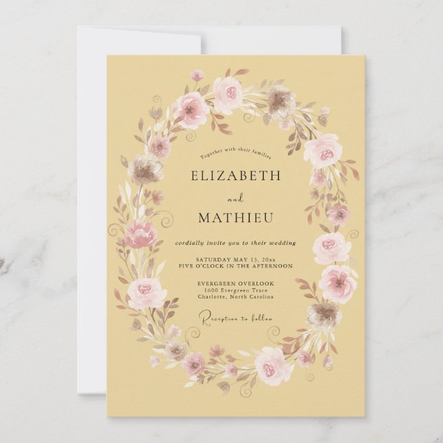 Ochre Delicate Pastoral Wedding Invitation (Front)