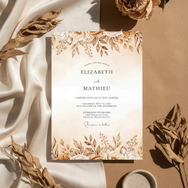 Ochre Ethereal Floral Wedding Invitation (Creator Uploaded)