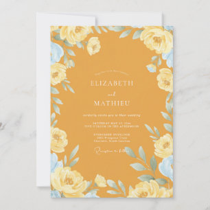 Ochre Floral Blossom Wedding Invitation