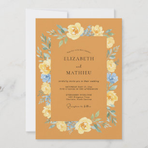 Ochre Floral Flourish Wedding Invitation