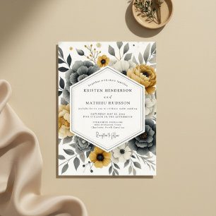 Ochre Floral Moody Romance Wedding Invitation