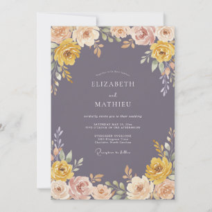 Ochre Floral Swirl Wedding Invitation