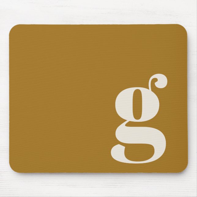 Ochre Gold Minimal Retro Monogram Initial Custom Mouse Pad (Front)