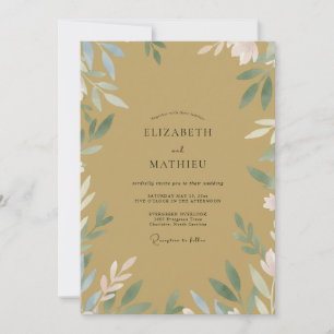 Ochre Golden Vine Wedding Invitation