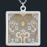 Ochre Ikat I Silver Plated Necklace<br><div class="desc">Patterns</div>