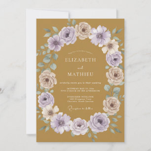 Ochre Lavender Painted Wedding Invitation