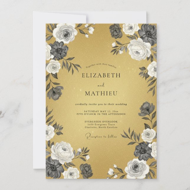 Ochre Lustrous Vintage Wedding Invitation (Front)