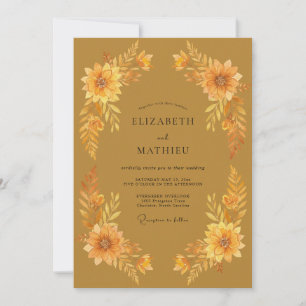 Ochre Marigold Eucalyptus Wedding Invitation