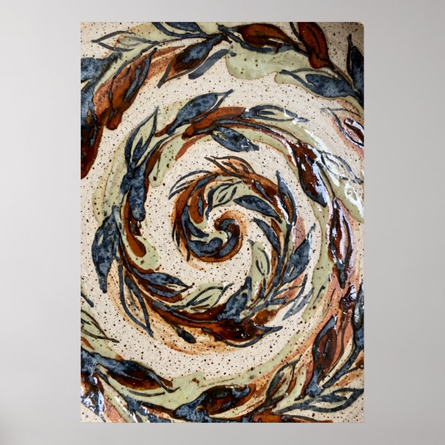 Ochre Olive Leaf Pattern Poster (Front)