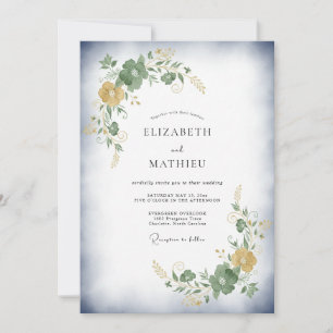 Ochre Olive Leaf Wedding Invitation