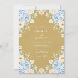 Ochre Periwinkle Petal Wedding Invitation