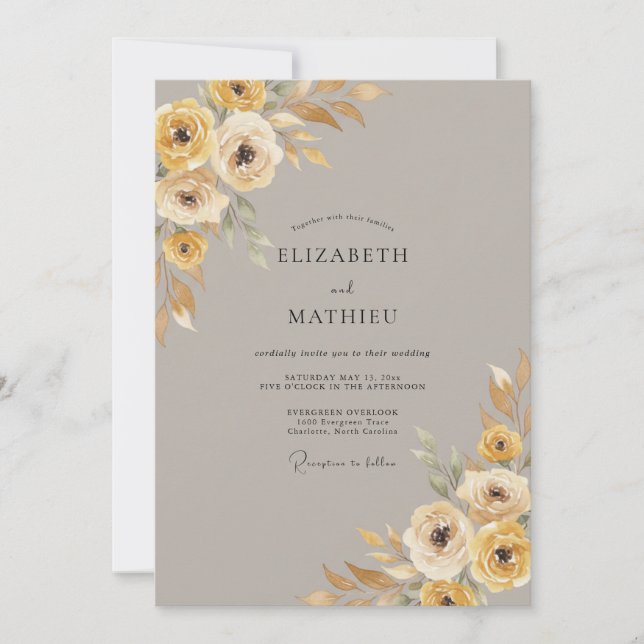 Ochre Polished Autumnal Wedding Invitation (Front)