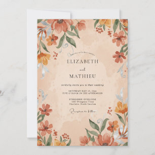 Ochre Rust Wildflower Wedding Invitation