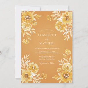 Ochre Rustic Bloom Wedding Invitation
