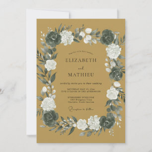 Ochre Slate Petal Wedding Invitation
