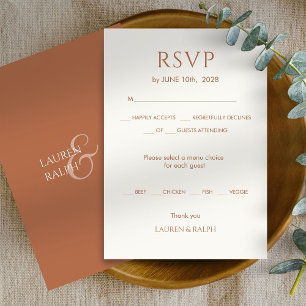 Ochre Terracotta Monogram Wedding RSVP Card