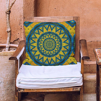 Ochre & Turquoise Bohemian Celestial Tribal Ethnic Cushion