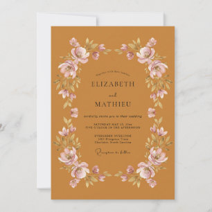 Ochre Warm Autumnal Floral Wedding Invitation