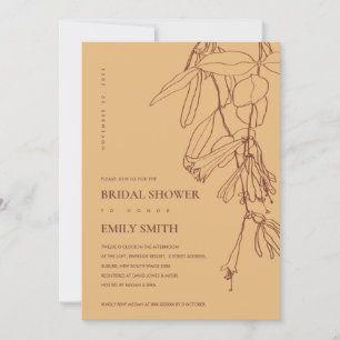 OCHRE YELLOW LINE DRAWING FLORA BRIDAL SHOWER CARD