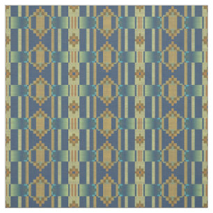 Ochre Yellow Orange Teal Blue Green Ethnic Look Fabric