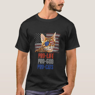 Ocicat Cat Pro Life Pro God Pro Cats American Flag T-Shirt