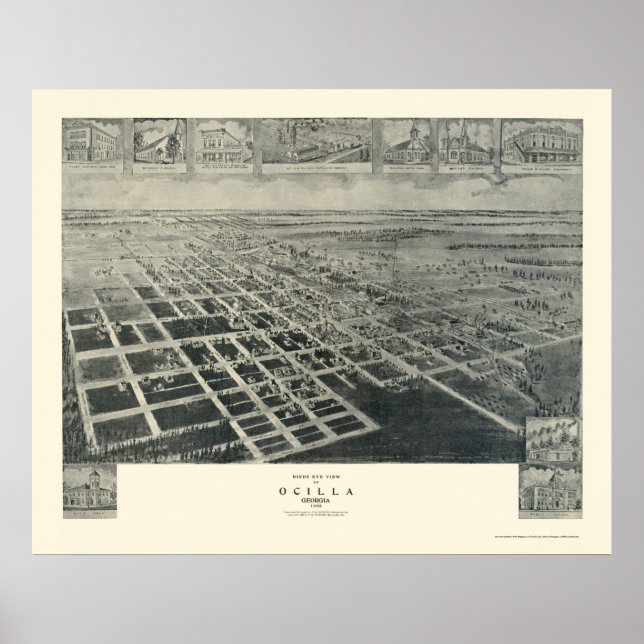 Ocilla, GA Panoramic Map - 1908 Poster (Front)