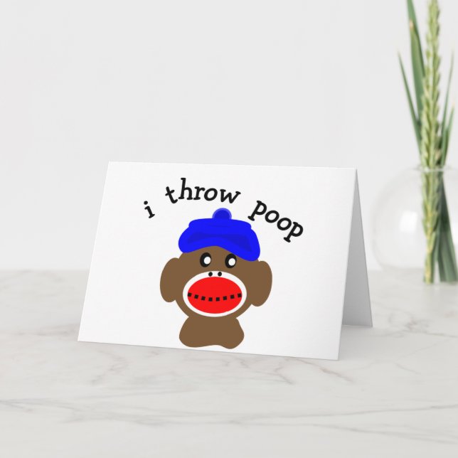 ock Monkey "I THROW POOP" Card (Front)