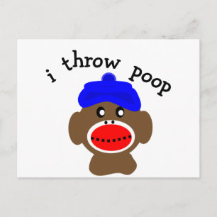 ock Monkey "I THROW POOP" Postcard