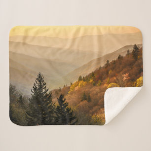 Oconaluftee Valley Overlook North Carolina Sherpa Blanket