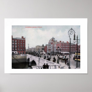 O'Connell Bridge, Dublin, Ireland, Vintage Poster