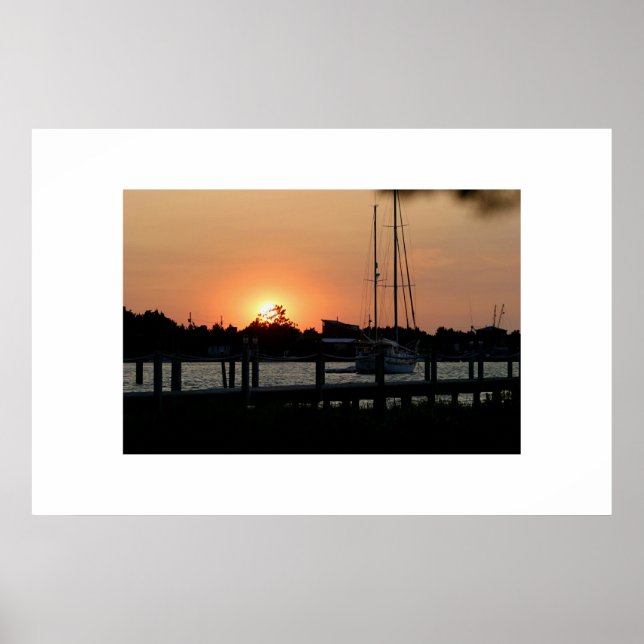 Ocracoke Harbour Sunset Poster (Front)