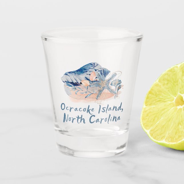 Ocracoke Island Seashells   Shot Glass (Front)