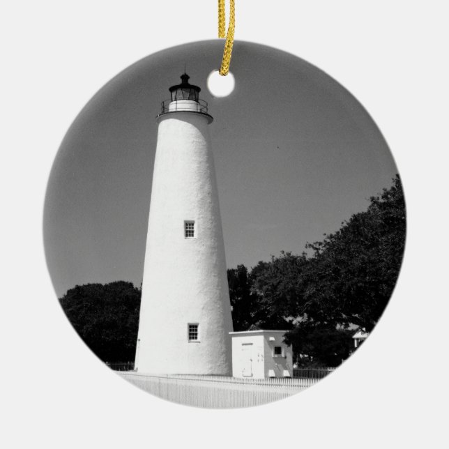 Ocracoke Lighthouse Ceramic Tree Decoration (Front)
