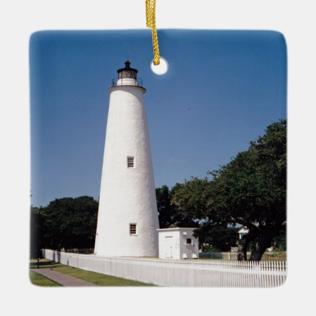 Ocracoke Lighthouse Ceramic Tree Decoration (Front)