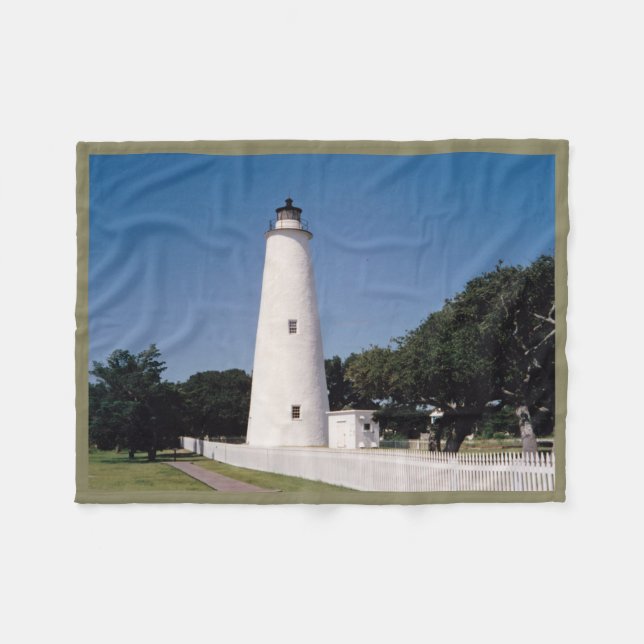Ocracoke Lighthouse Fleece Blanket (Front (Horizontal))