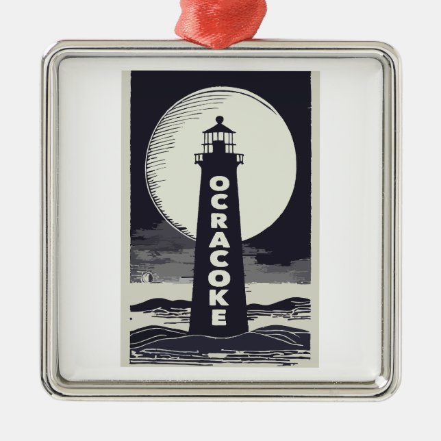 Ocracoke Lighthouse North Carolina Moon Metal Tree Decoration (Front)