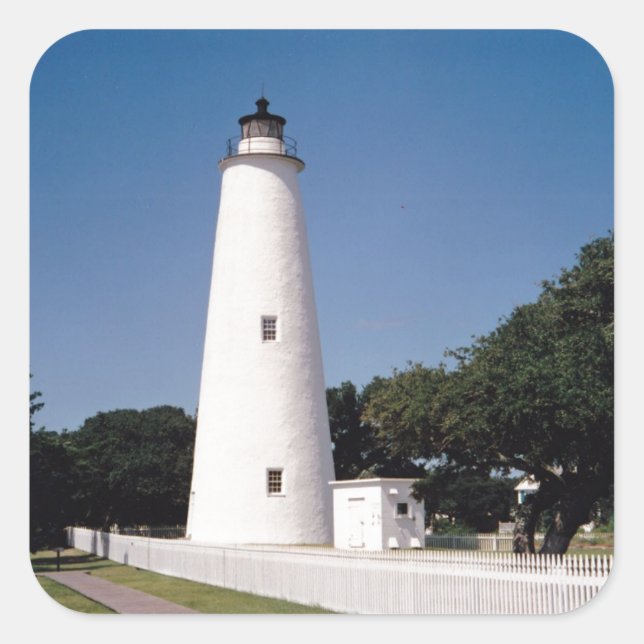 Ocracoke Lighthouse Square Sticker (Front)