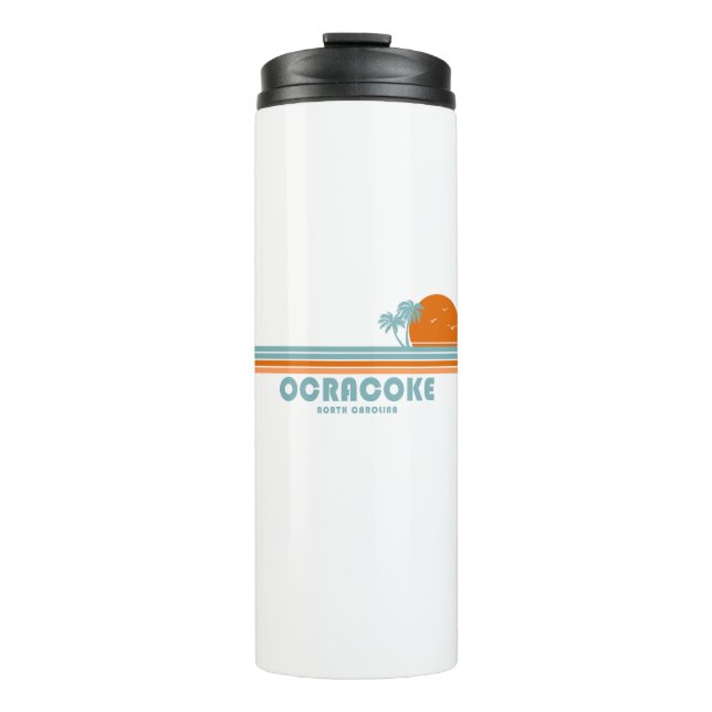Ocracoke North Carolina Sun Palm Trees Thermal Tumbler (Front)