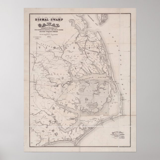 Ocracoke Virginia 1867 Antique Map Poster (Front)
